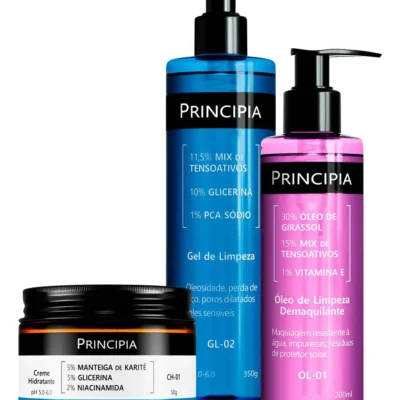 Principia Kit Limpeza E Hidratação Ch-01 + Ol-01 + Gl-02 Todo Tipo De Pele Dia/noite