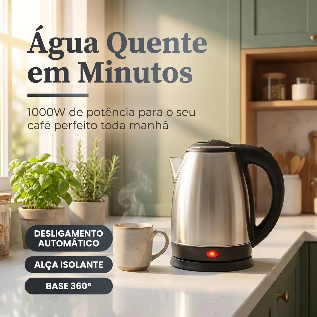 Chaleira Elétrica Inox 1,8 Litros com Luxena - detalhes - foto 3 de 6