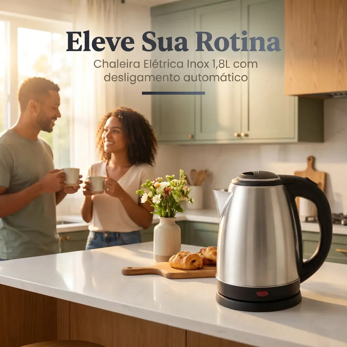 Chaleira Elétrica Inox 1,8 Litros com Luxena - embalagem e acessórios - foto 6 de 6