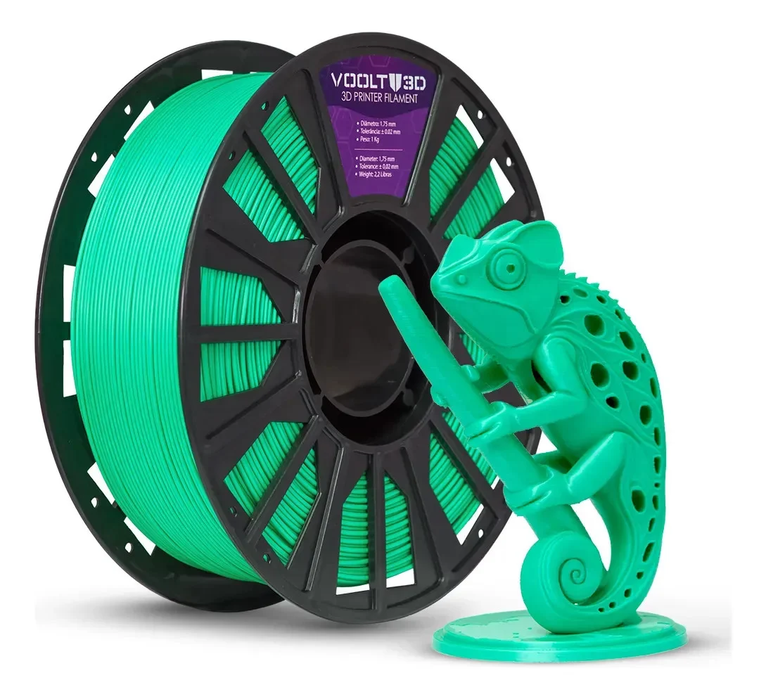 Voolt3D PLA Cor Verde Filamento Efeito Fosco Velvet Premium 1kg - High Speed Premium Verde Velvet