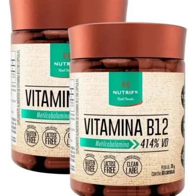 2 Potes Vitamina B12 Metilcobalamina - 60 Cápsulas Nutrify