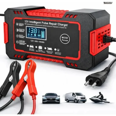 Carregador Inteligente De Bateria Automotiva 12v 6a Bivolt Recupera Baterias 4ah A 100ah Todos Veículos Moto Carro Caminhão Barco