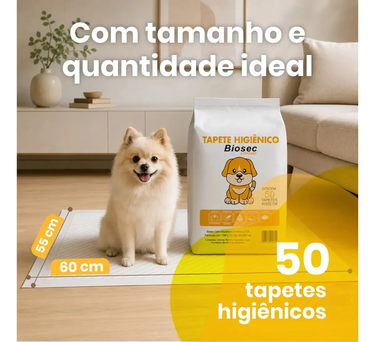 Tapete Higiênico para Cachorro 50 Unidades Biosec - vista lateral - foto 2 de 4