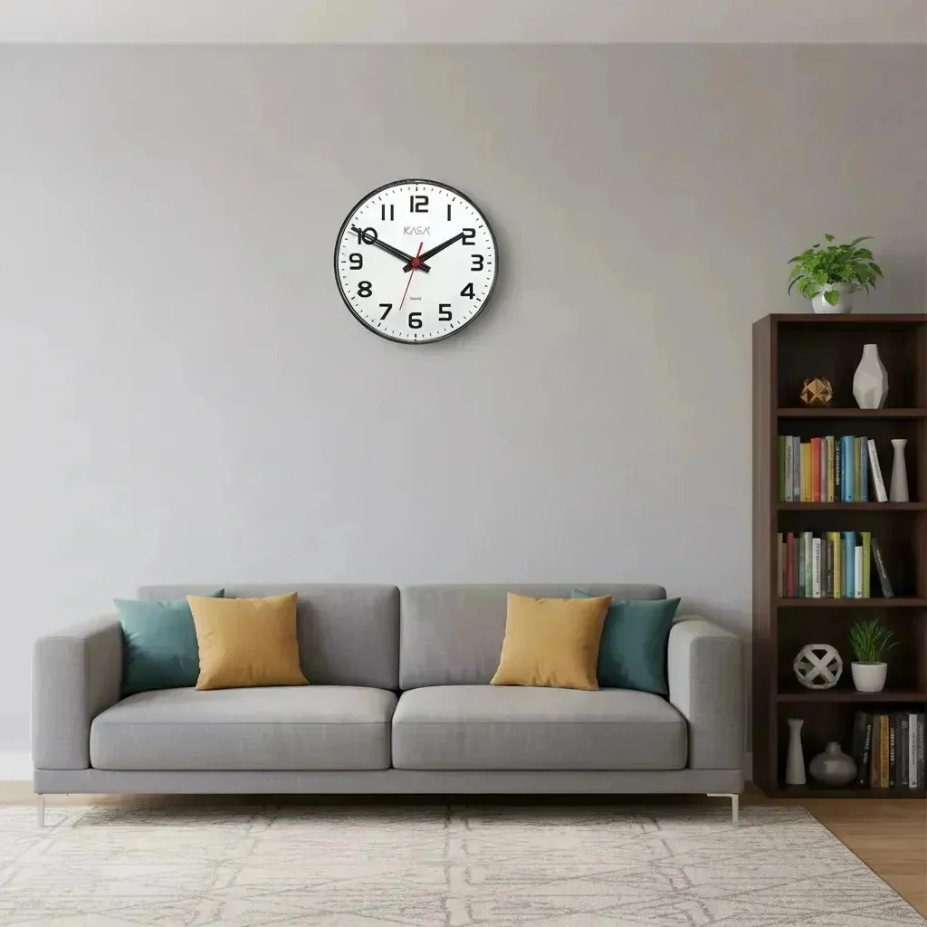 Relogio De Parede Analogico 30cm Preto Kasa - embalagem e acessórios - foto 6 de 6