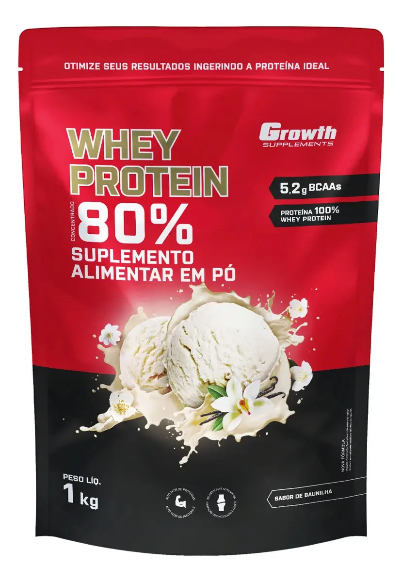 Proteína Growth Supplements Whey concentrado em pó sabor Baunilha x 1kg