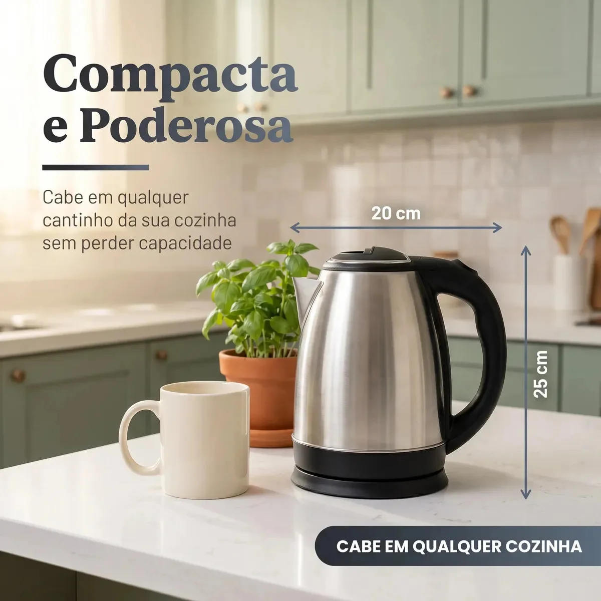 Chaleira Elétrica Inox 1,8 Litros com Luxena - outro ângulo - foto 4 de 6