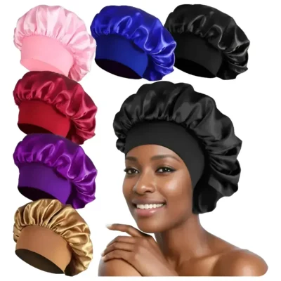 Kit 2 Toucas De Cetim Com Faixa Anti Frizz Proteção Noturna