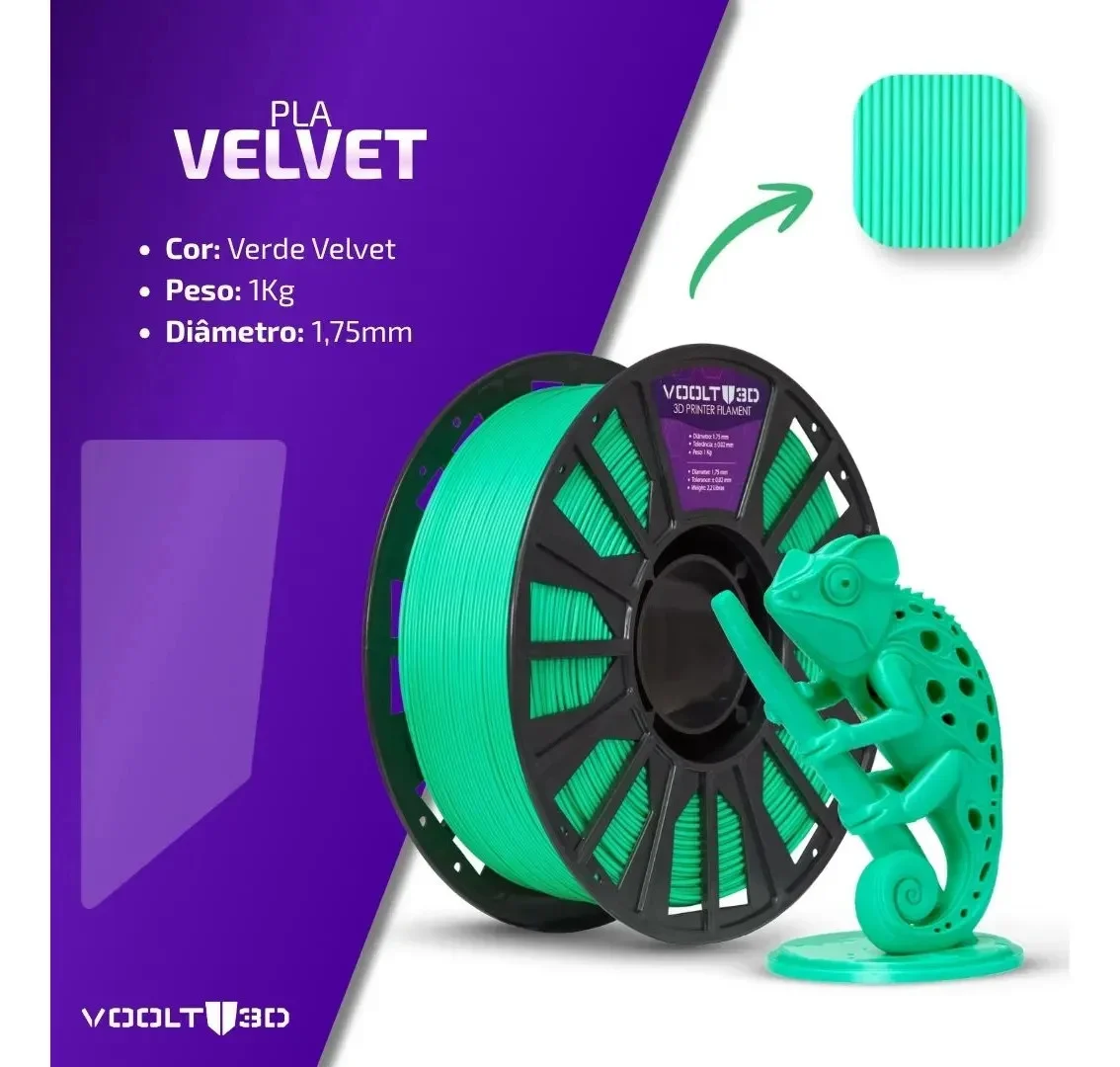 Voolt3D PLA Cor Verde Filamento Efeito - vista lateral - foto 2 de 4