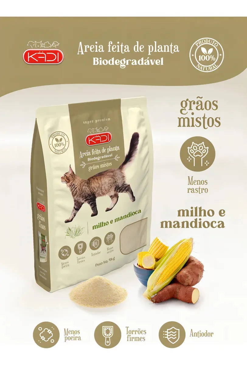 Areia Sanitária Gatos Milho Mandioca Kadi - em uso - foto 5 de 6