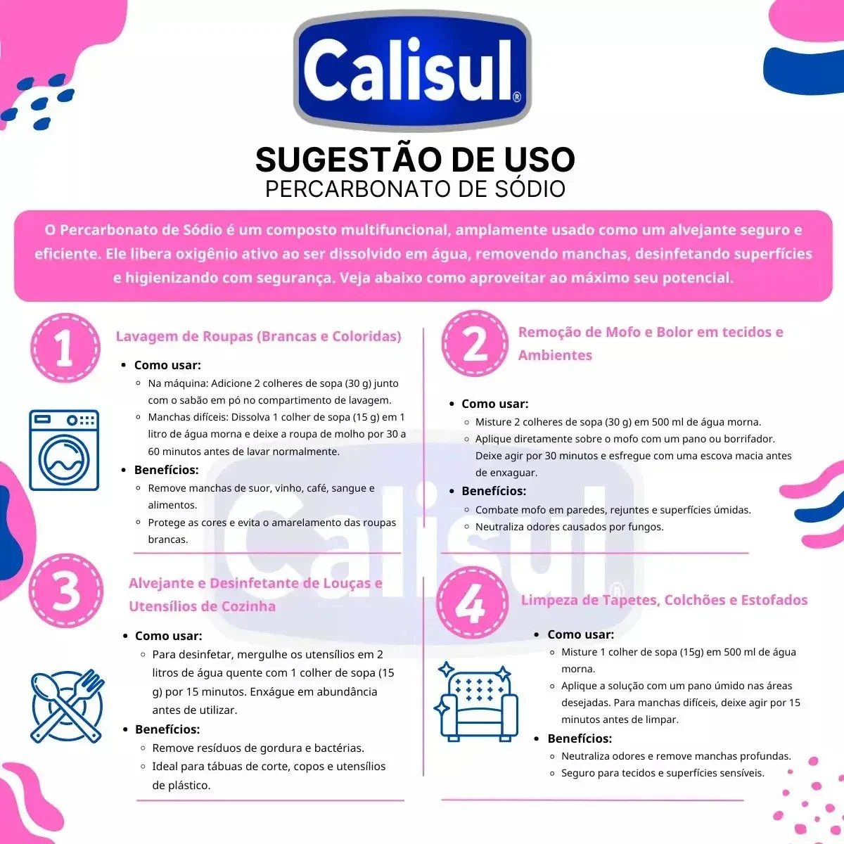 Percarbonato De Sódio 100% Puro Tira Calisul - outro ângulo - foto 4 de 4