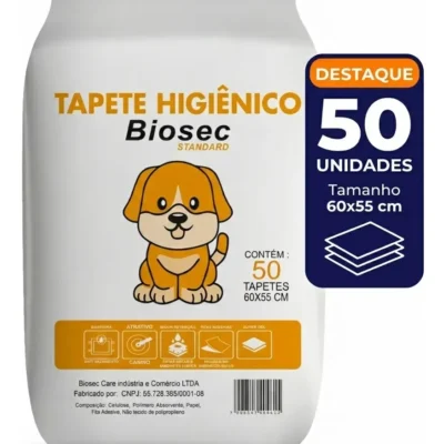 Tapete Higiênico para Cachorro 50 Unidades 60x55cm com Gel Absorvente Fralda Manta Pet Cão Com Fitas Adesivas Anti Odor Atrativo Canino