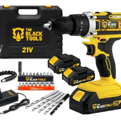 Parafusadeira Furadeira De Impacto The Black Tools Profissional TB-21PX 2 Baterias Com Maleta 60Hz Amarelo