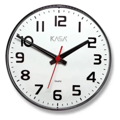 Relogio De Parede Analogico 30cm Preto Branco Redondo Quartz Preto Branco