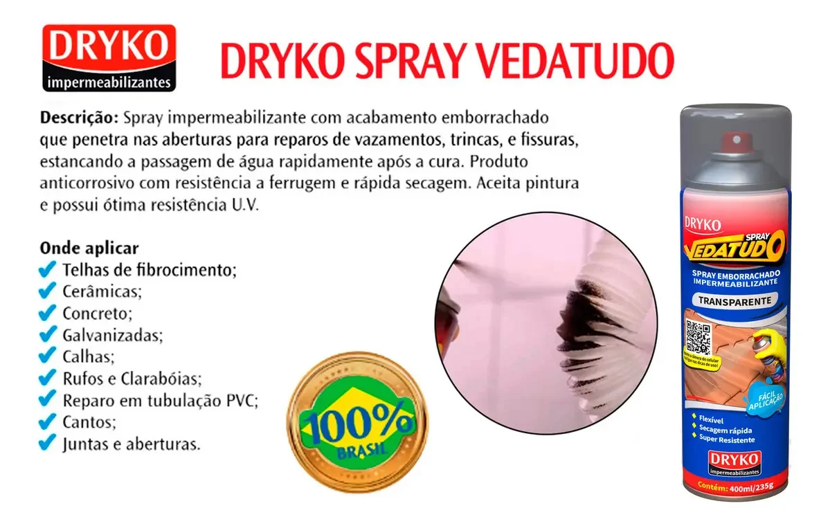 Spray Vedatudo Vazamentos De Agua Reparo Dryko - vista lateral - foto 2 de 4