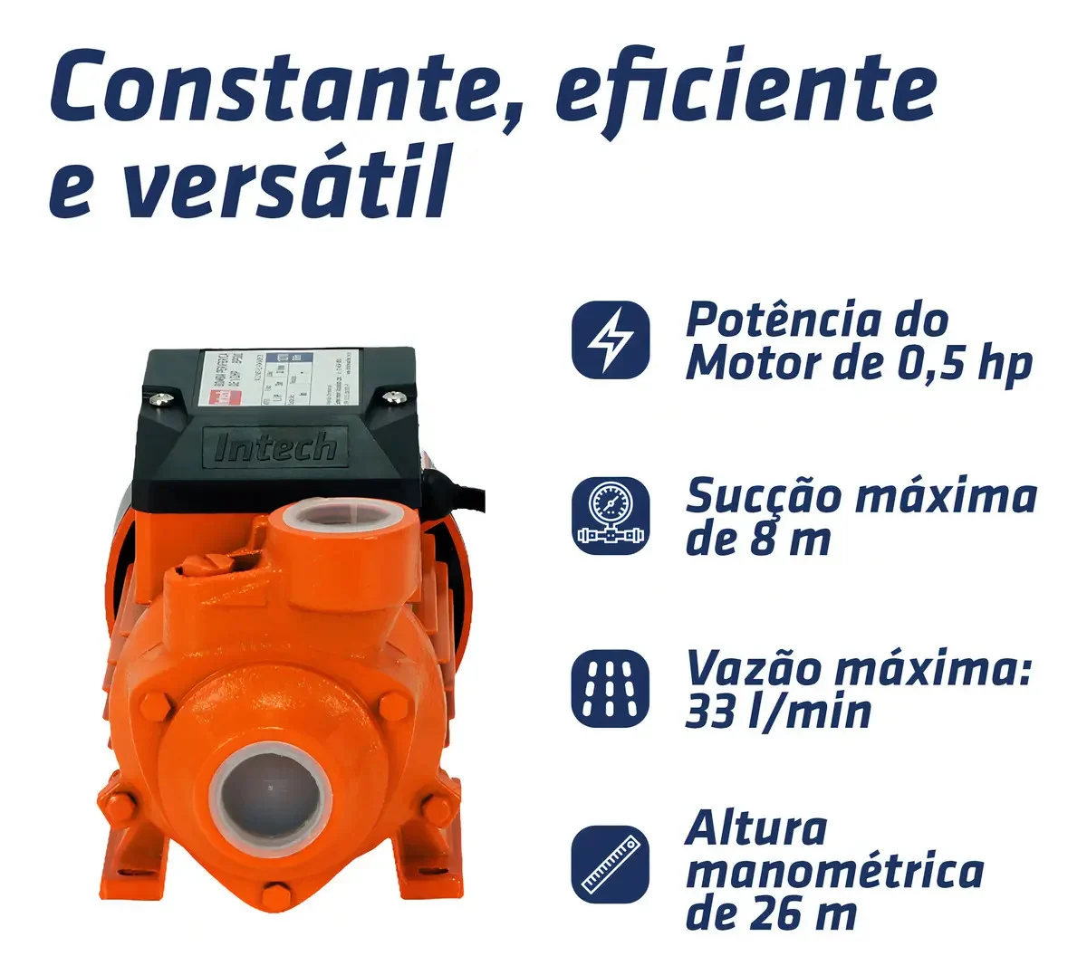 Bomba D´água Periférica 1/2 Hp Bp500 Intech Machine - vista lateral - foto 2 de 4