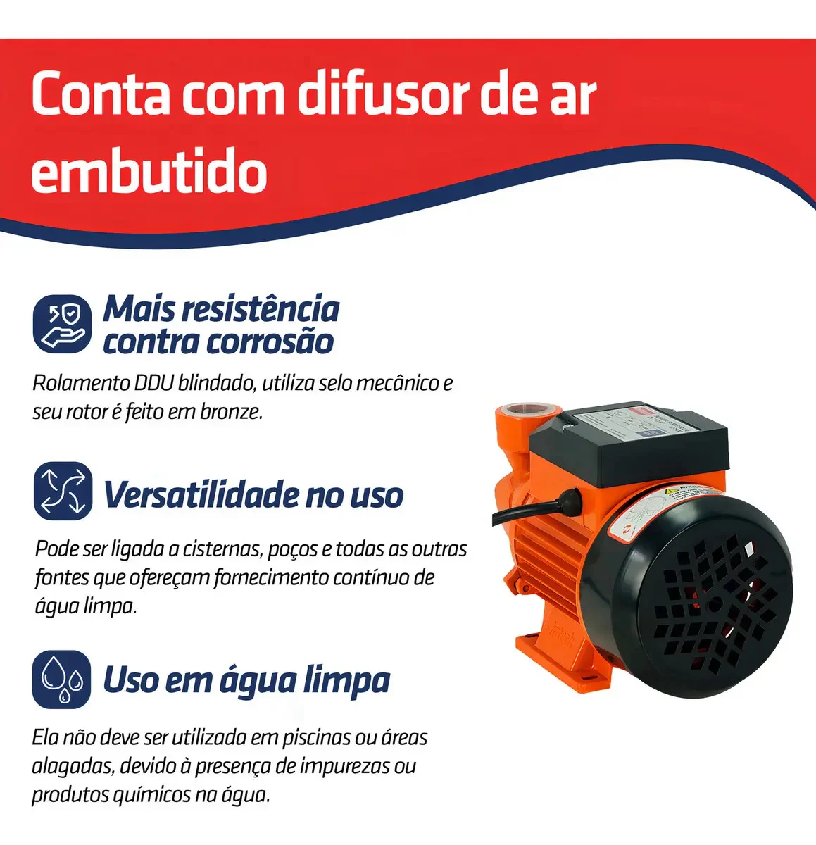 Bomba D´água Periférica 1/2 Hp Bp500 Intech Machine - outro ângulo - foto 4 de 4
