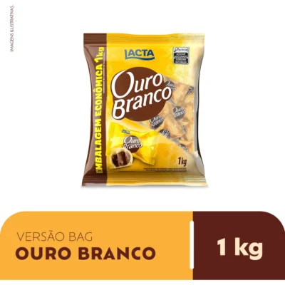 Bombom Wafer Recheado Ouro Branco Sabor Chocolate Branco 1Kg