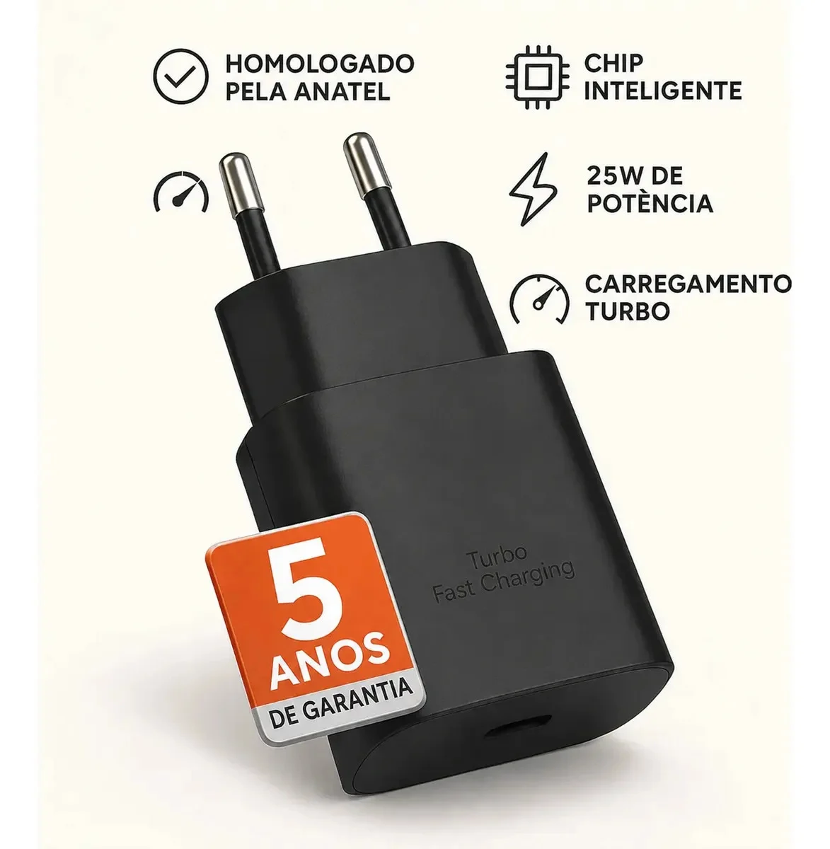 Carregador Super Rápido 25w Para Samsung DTimp - outro ângulo - foto 4 de 5