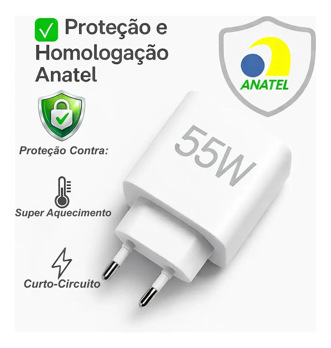 Carregador Turbo 55w USB-C Com Cabo ELETRIC TECK - outro ângulo - foto 4 de 4
