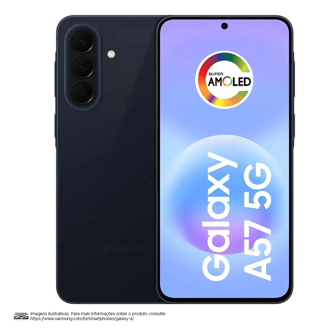 Celular Samsung Galaxy A57 5G 128GB, 8GB RAM, Recursos AI - Azul-escuro