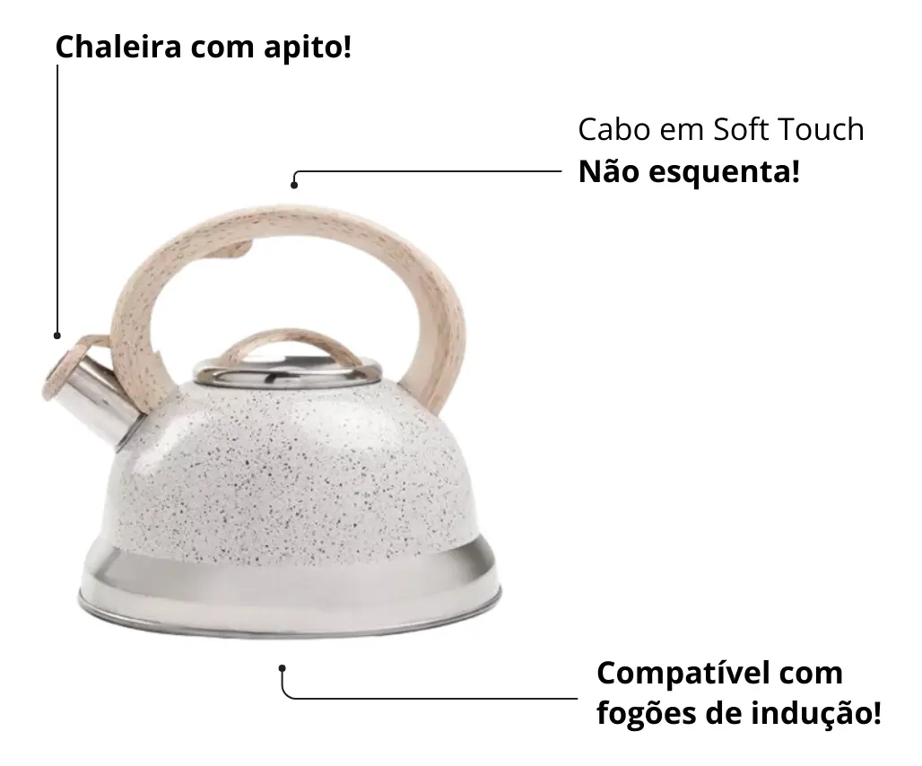 Chaleira Bule Alumínio C/ Apito Roma Brinox - outro ângulo - foto 4 de 4