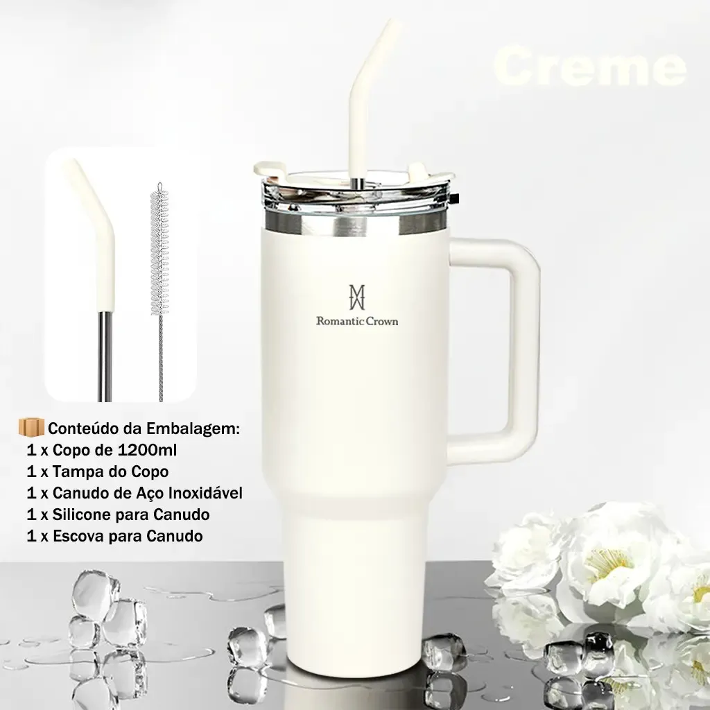 Copo Térmico Gigante 1,2l Inox Com Romantic Crown - outro ângulo - foto 4 de 4