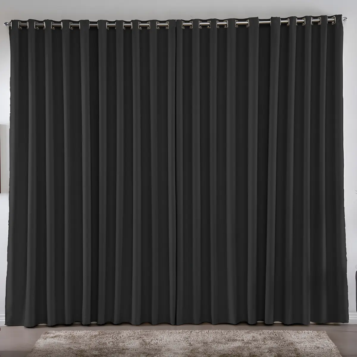 Cortina 4,00x2,80 Metros Blackout Blecaute Preto Corta Luz Em Tecido Grosso Para Quarto - Texfine Cortina Blackout