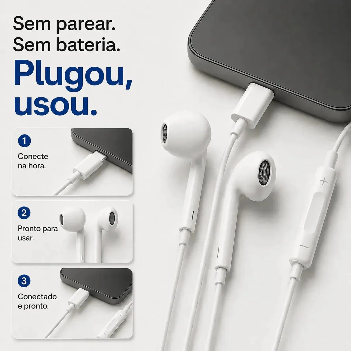 Fones De Ouvido Usb-c Tipo C ELETRIC TECK - outro ângulo - foto 4 de 4