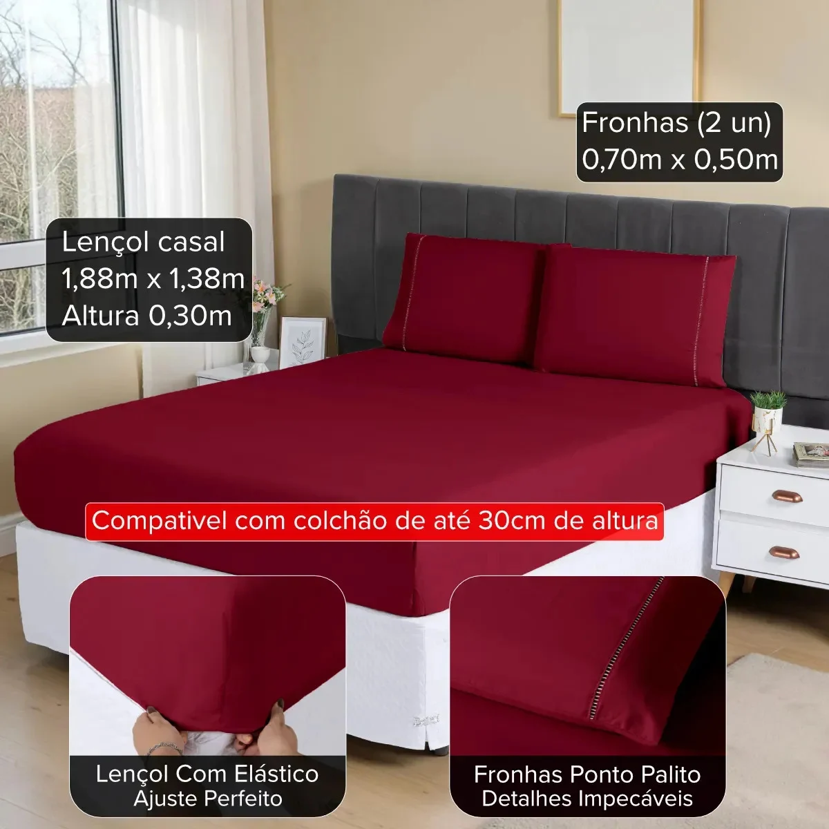 Jogo Lençol Casal 3pç 400 Fios Enxoval.com - detalhes - foto 3 de 4