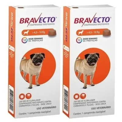 Kit 02 Remedios Para Carrapatos Antipulgas Bravecto 4 A 10kg