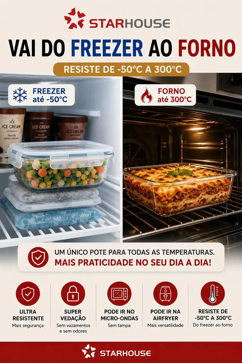 Kit 10 Potes Herméticos Vidro 640ml Starhouse - detalhes - foto 3 de 4