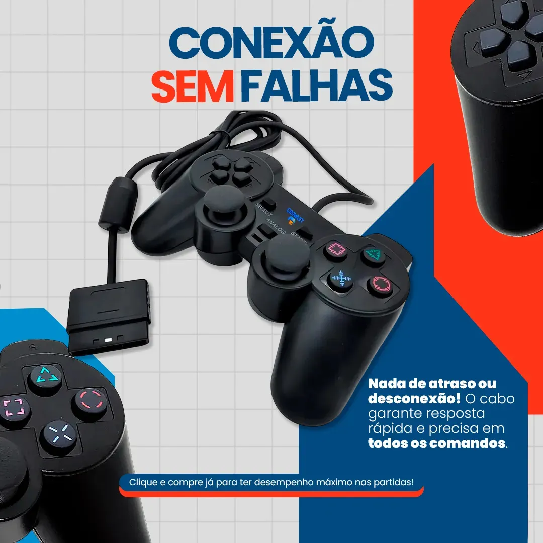 Kit 2 Controles Para Ps2 e CROWLEY - detalhes - foto 3 de 4