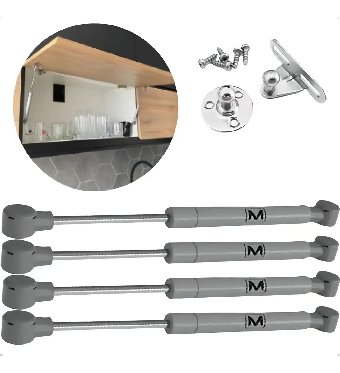 Kit 4 Pistão A Gás 100n Amortecedor Armário Cozinha Moveis Porta de Elevação Abre - Metalnox Amortecedor A Gas