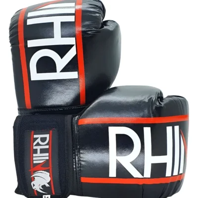 Luva De Boxe Muaythai Rhino Profissional Tamanho 12oz - Boxing Treino Saco de pancada Academia Competição Mão Força Unissex Cor Preto
