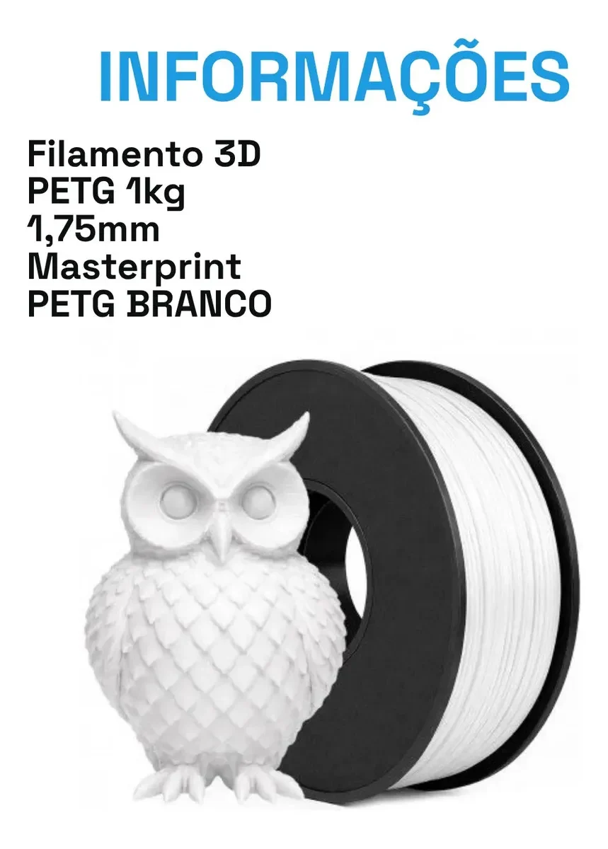 Masterprint PETG filamento branco - outro ângulo - foto 4 de 4