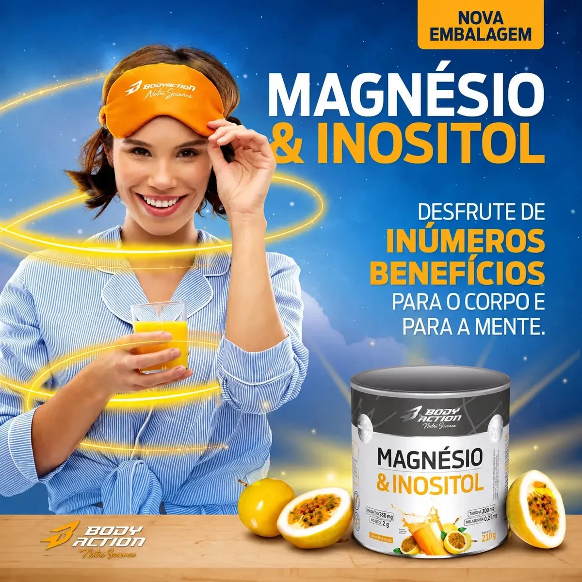 Mineral/Vitamina Bodyaction Nutri Science Magnésio E - vista lateral - foto 2 de 4