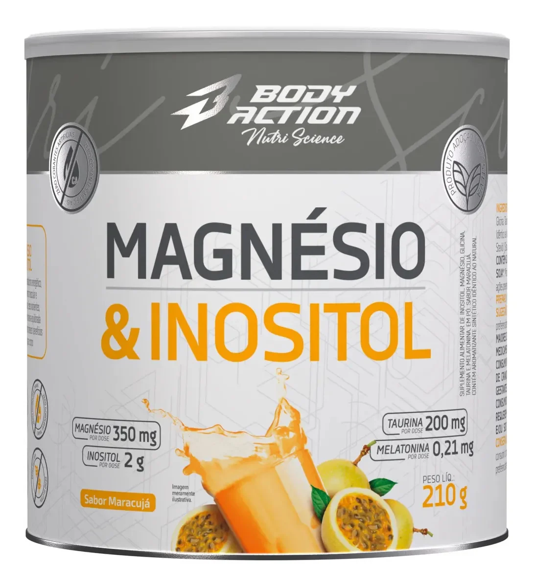 Mineral/Vitamina Bodyaction Nutri Science Magnésio E Inositol Taurina Melatonina 210g