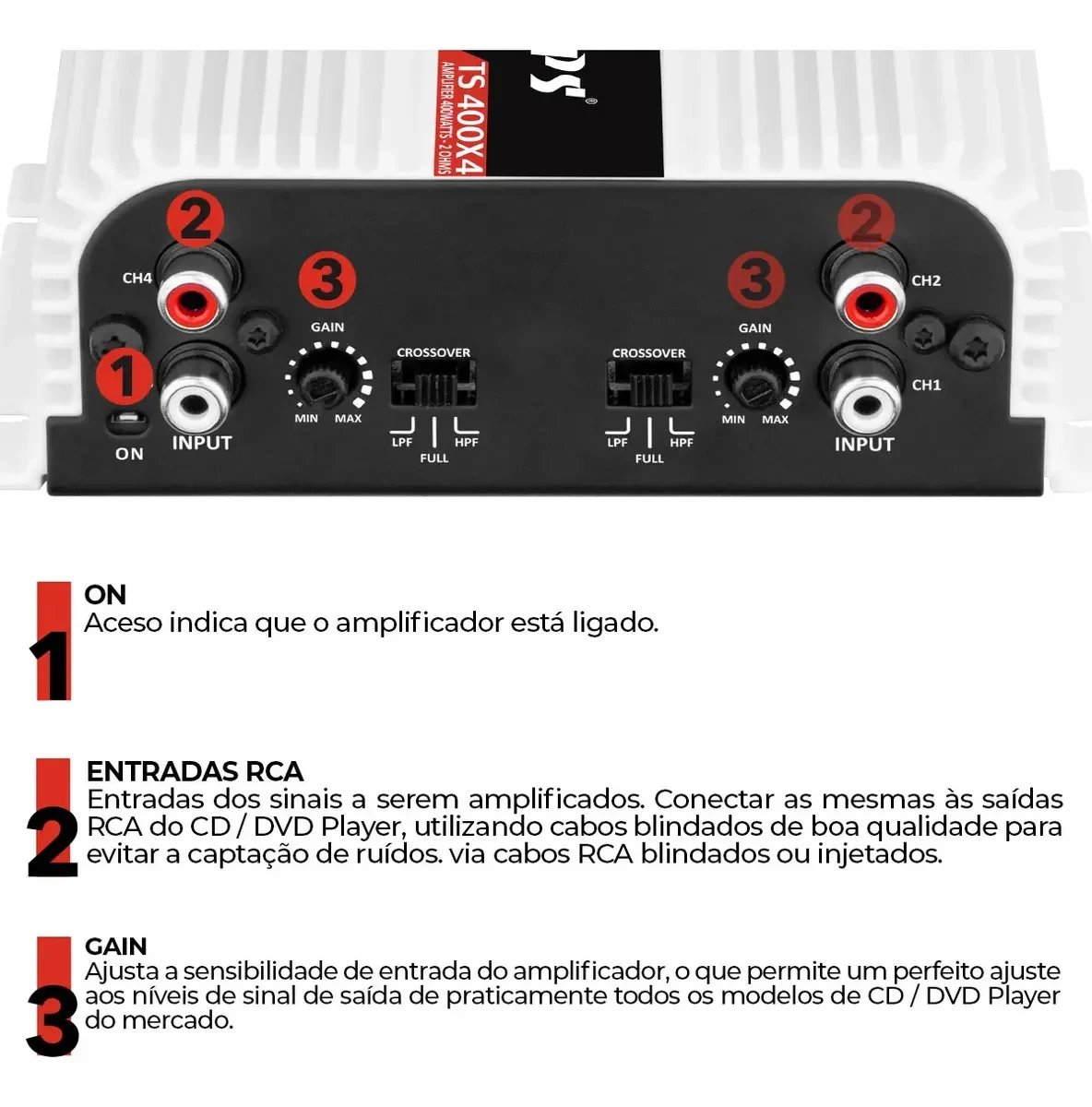Modulo Taramps 400 Rms Ts-400 Ts400x4 - vista lateral - foto 2 de 4