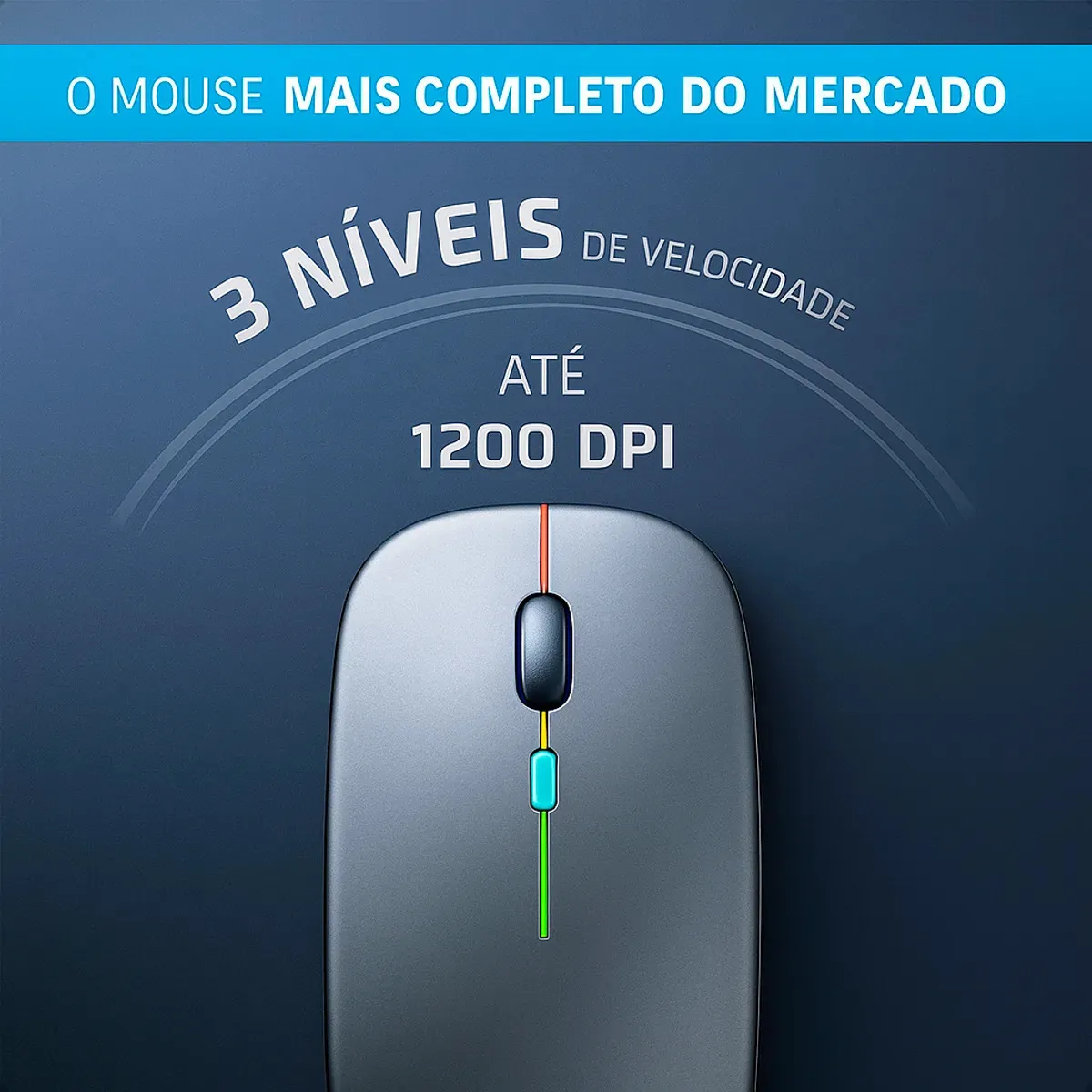 Mouse Sem Fio Recarregável Wireless Optico Homeroarte - vista lateral - foto 2 de 4
