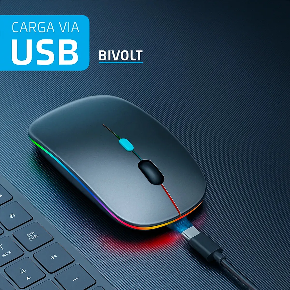 Mouse Sem Fio Recarregável Wireless Optico Homeroarte - outro ângulo - foto 4 de 4