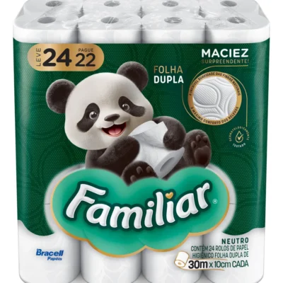 Papel Higiênico Familiar Folha Dupla Kit 24 Rolos de 30 m
