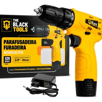 Parafusadeira Furadeira The Black Tools TB12A 3/8 a Bateria Cor Amarelo Frequência 60Hz