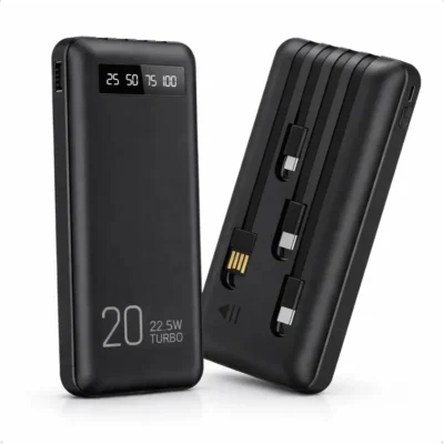Power Bank 20000mah Carregador Portátil Turbo Rápido 22.5w Display Digital Preto