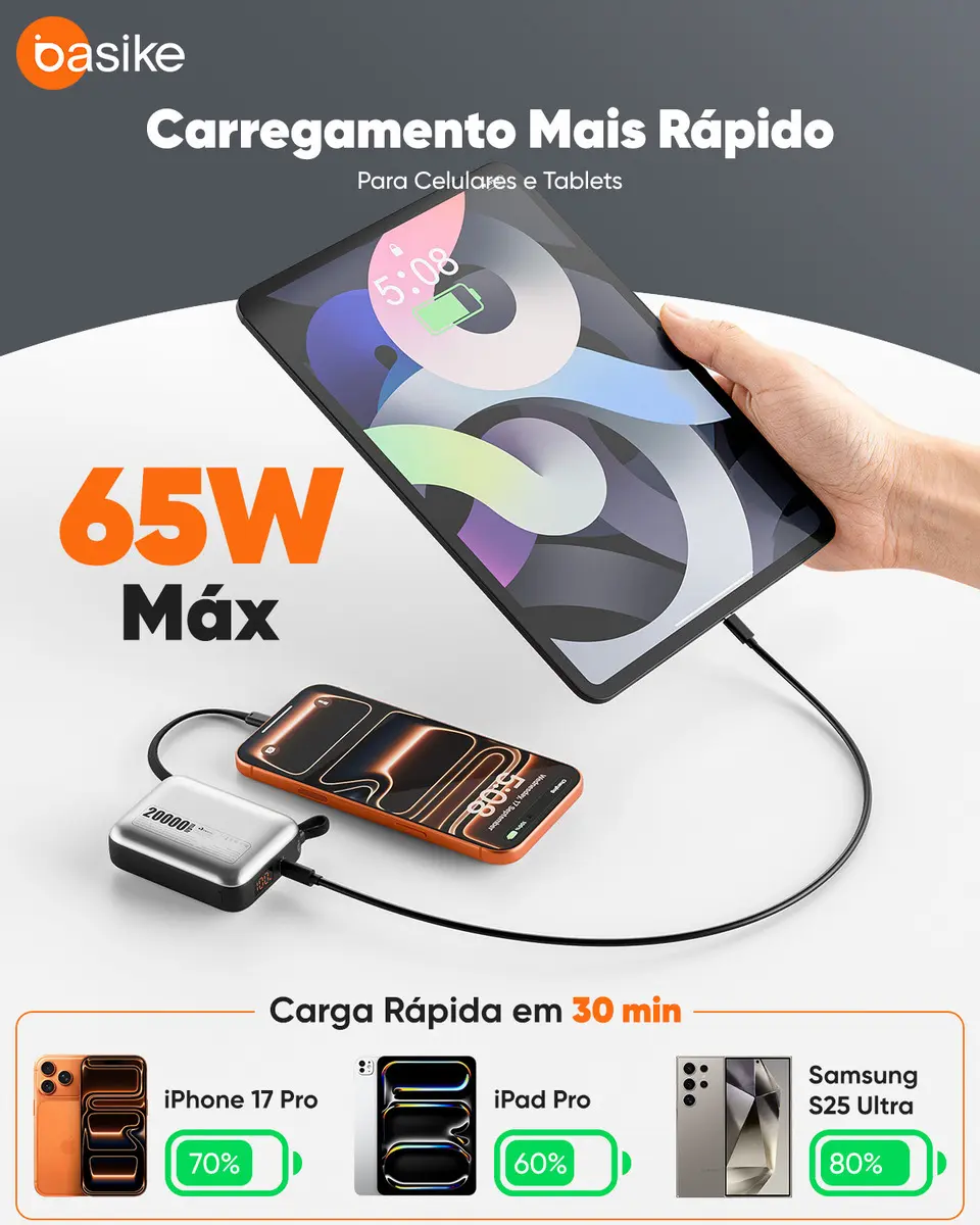 Power Bank Basike 20000mAh para Notebook - vista lateral - foto 2 de 6