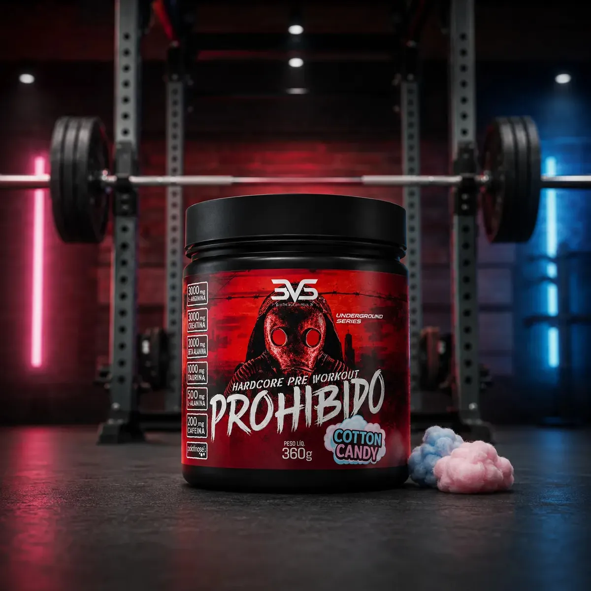 Prohibido Pré Treino 360g - Sabor: 3VS - vista lateral - foto 2 de 4
