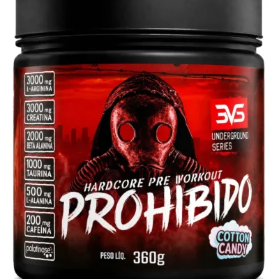 Prohibido Pré Treino 360g - Sabor: Cotton Candy - A Combinação Perfeita De 8 Ingredientes Que Proporcionam Energia Do Início Ao Fim Do Seu Treino