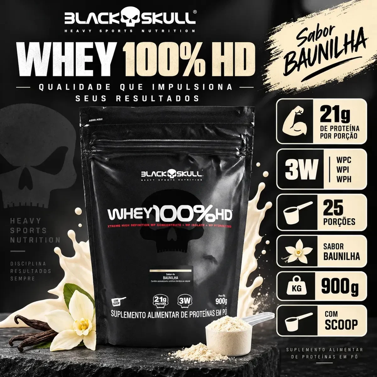 Proteína Black Skull Whey 100% HD - detalhes - foto 3 de 4