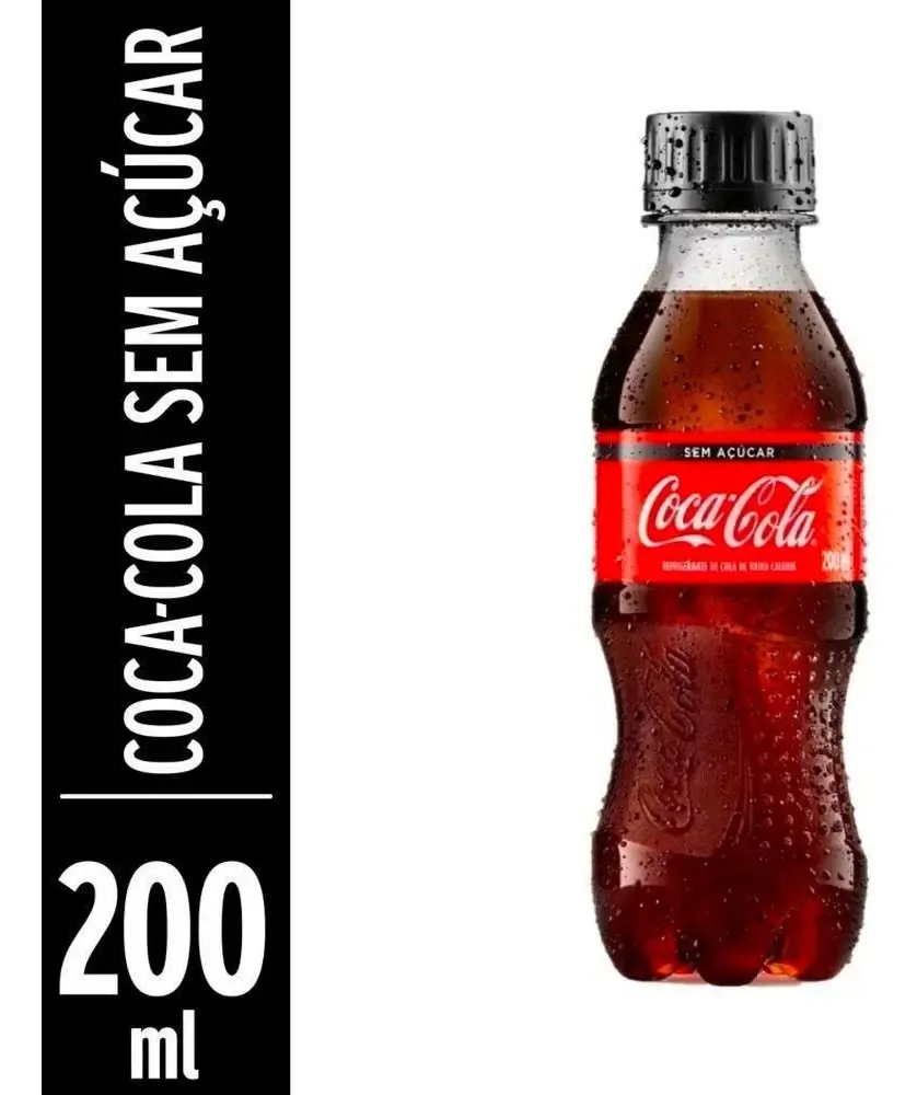 Refrigerante Zero Açúcar Coca-Cola Mini Garrafa - vista lateral - foto 2 de 4