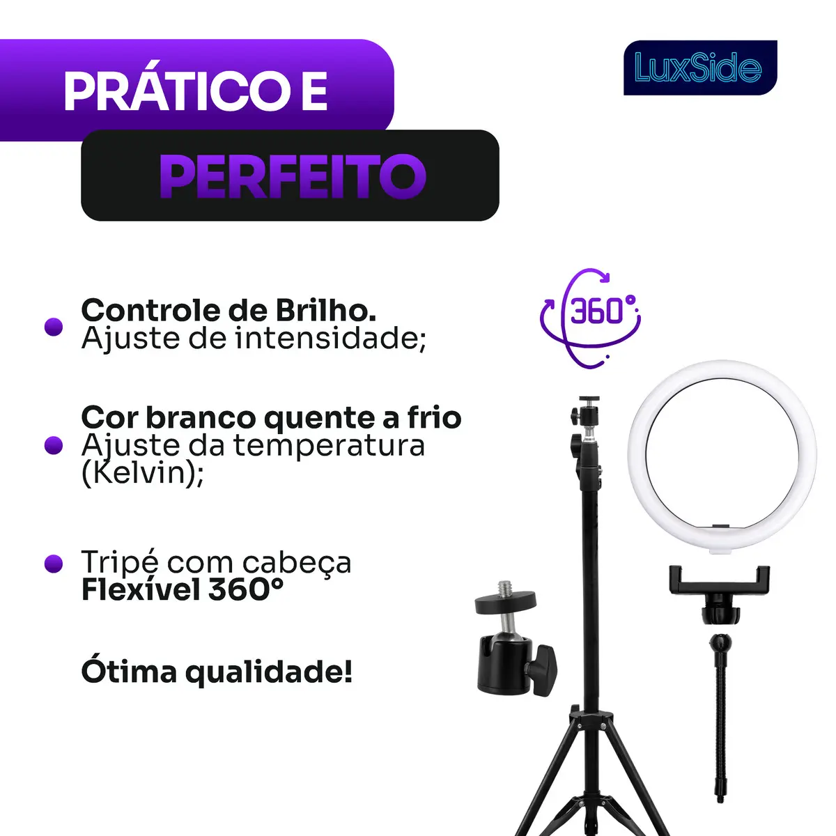 Ring Light 10 Polegadas Com Tripé Luxside - outro ângulo - foto 4 de 4