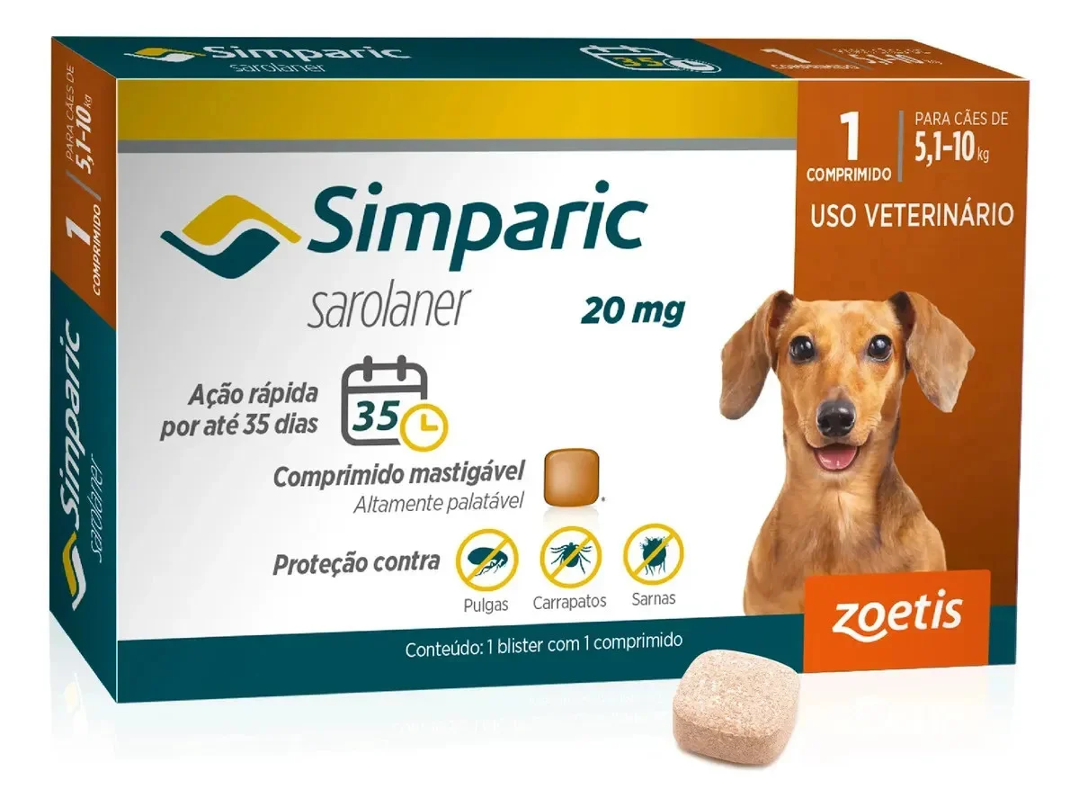 Simparic 20mg Antipulgas Cães 5 A - detalhes - foto 3 de 4